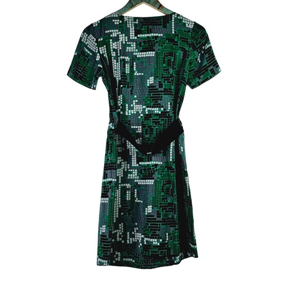 Margarita Saplala X Barneys New York Coop Silk Belted Geometric Print Dress, Sm - Picture 3 of 10